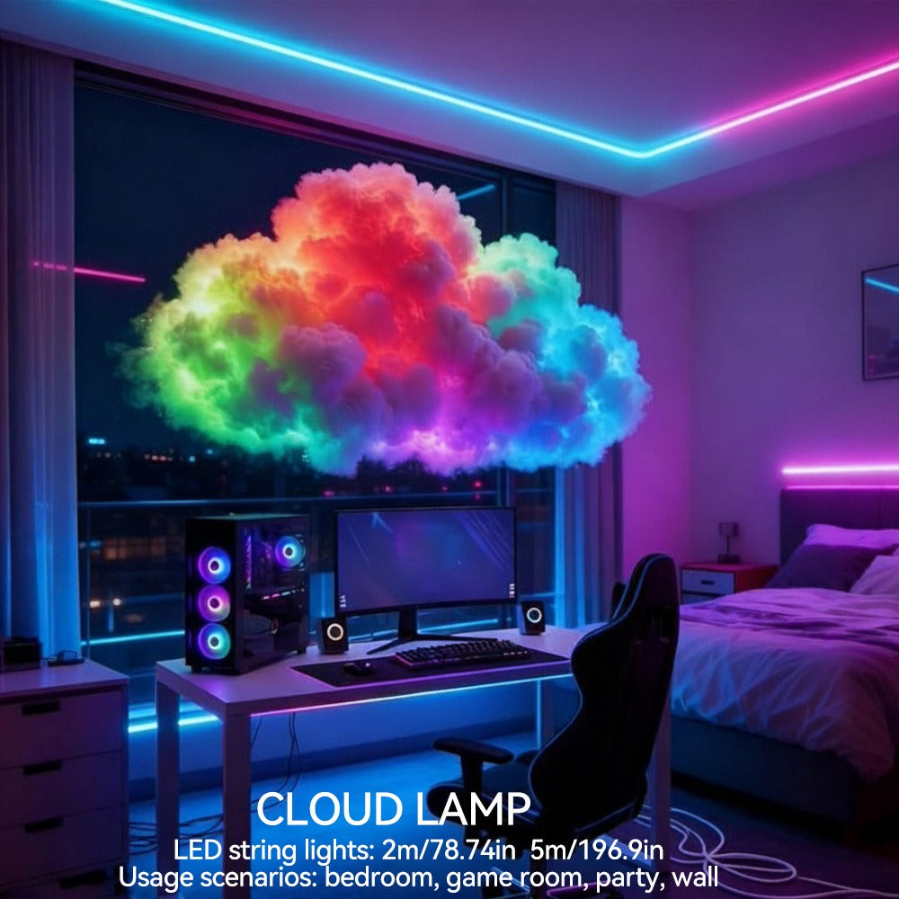 3D Thunder Cloud Lamp RGB Music Sync LED Light USB Powered Sound Sensitive IC Mood Lighting for Entryways, Bedrooms and Living Spaces