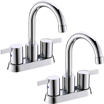 4-Inch Centerset Bathroom Faucet with Dual Handles, Swivel Spout and Single or Two-Piece Finish Options