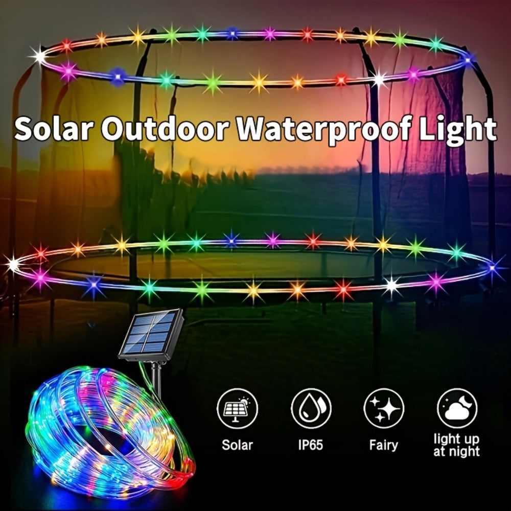 Solar Trampoline Lights for Kids – IP65 Waterproof LED Trampoline Accessories, 8 Dynamic Modes, Solar Powered Outdoor Light for 8-16ft