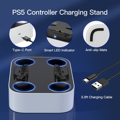 Safe Charging PS5 Controller Charging Station with Smart Chip, Dual Fast Charging Dock for DualSense & DualSense Edge