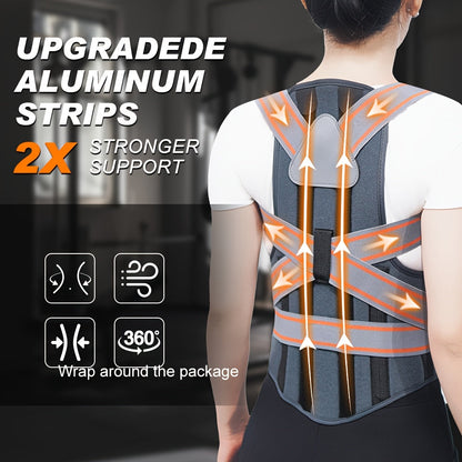 Full-Back Posture Brace with Dual Elastic Straps, Support Panels and S–XXL Size Options for Daily Wear