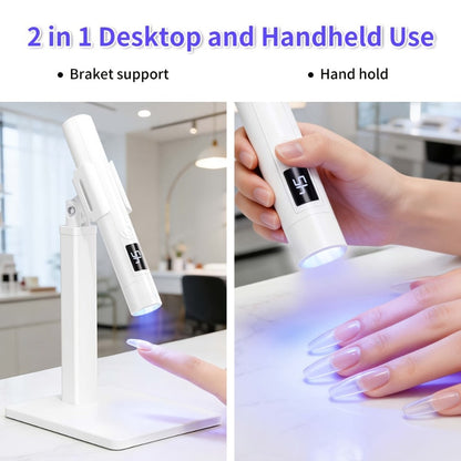 French Manicure Nail Stamper LED Lamp Kit, 4-Head Portable Rechargeable DIY Nail Art Tool with Nail Sticker