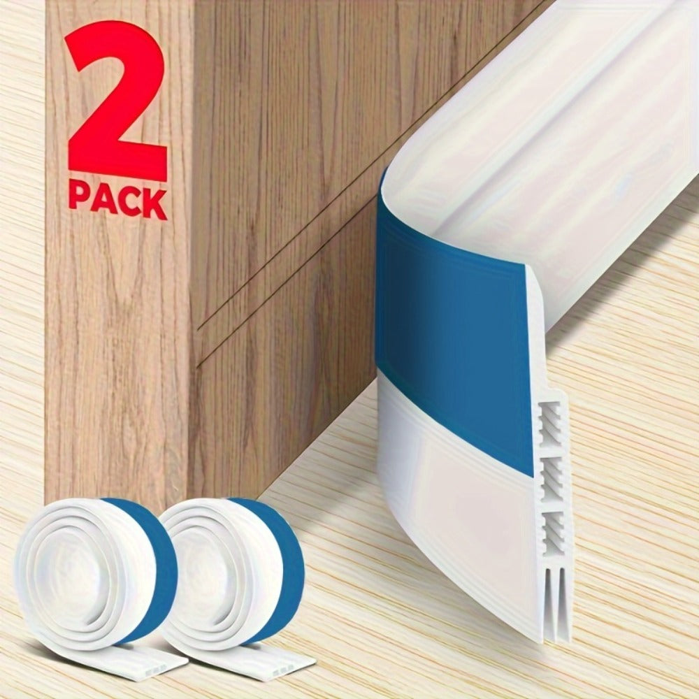 Door Draft Stopper 2pcs Silicone Weather Stripping 37" Under Door Seal Strip with Strong Adhesive – Noise Reduction, Energy Saving