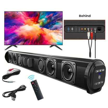 Home Theater Surround Sound System 5.2 Channel, Wireless Subwoofer Dual Air Ducts Bass Boost, TV Soundbar Stick with Remote Control