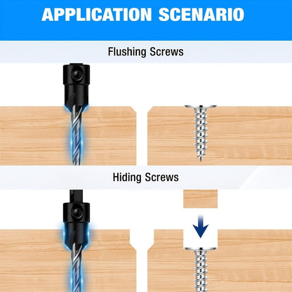 5pcs Countersink Drill Bit Set #4 #6 #8 #10 #12 Tapered with 1/4" Hex Shank Quick-Change for Entryways, Bedrooms and Living Spaces