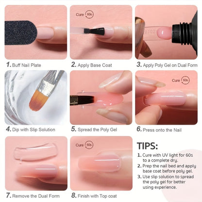 Twelve-Color Poly Extension Gel Tube Set with Nude, Pink, White and Clear Shades for UV or LED Nail Art and Extensions