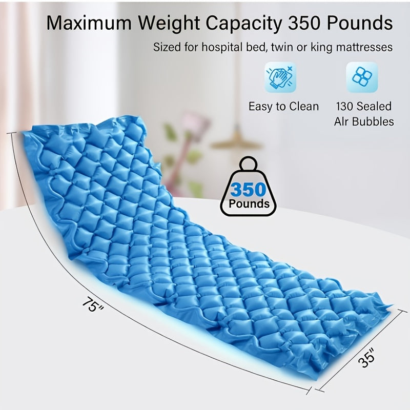 Alternating Pressure Mattress Pad Anti-Bedsore 130 Air Bladders Whisper-Quiet Pump 35x80x3 for Entryways, Bedrooms and Living Spaces