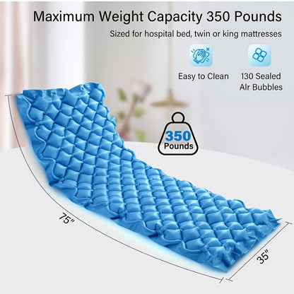 Alternating Pressure Mattress Pad Anti-Bedsore 130 Air Bladders Whisper-Quiet Pump 35x80x3 for Entryways, Bedrooms and Living Spaces