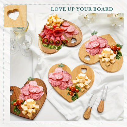 Mini Heart Charcuterie Board Set 6/12 Pack for Entryways, Bedrooms and Living Spaces, with the Listed Configuration