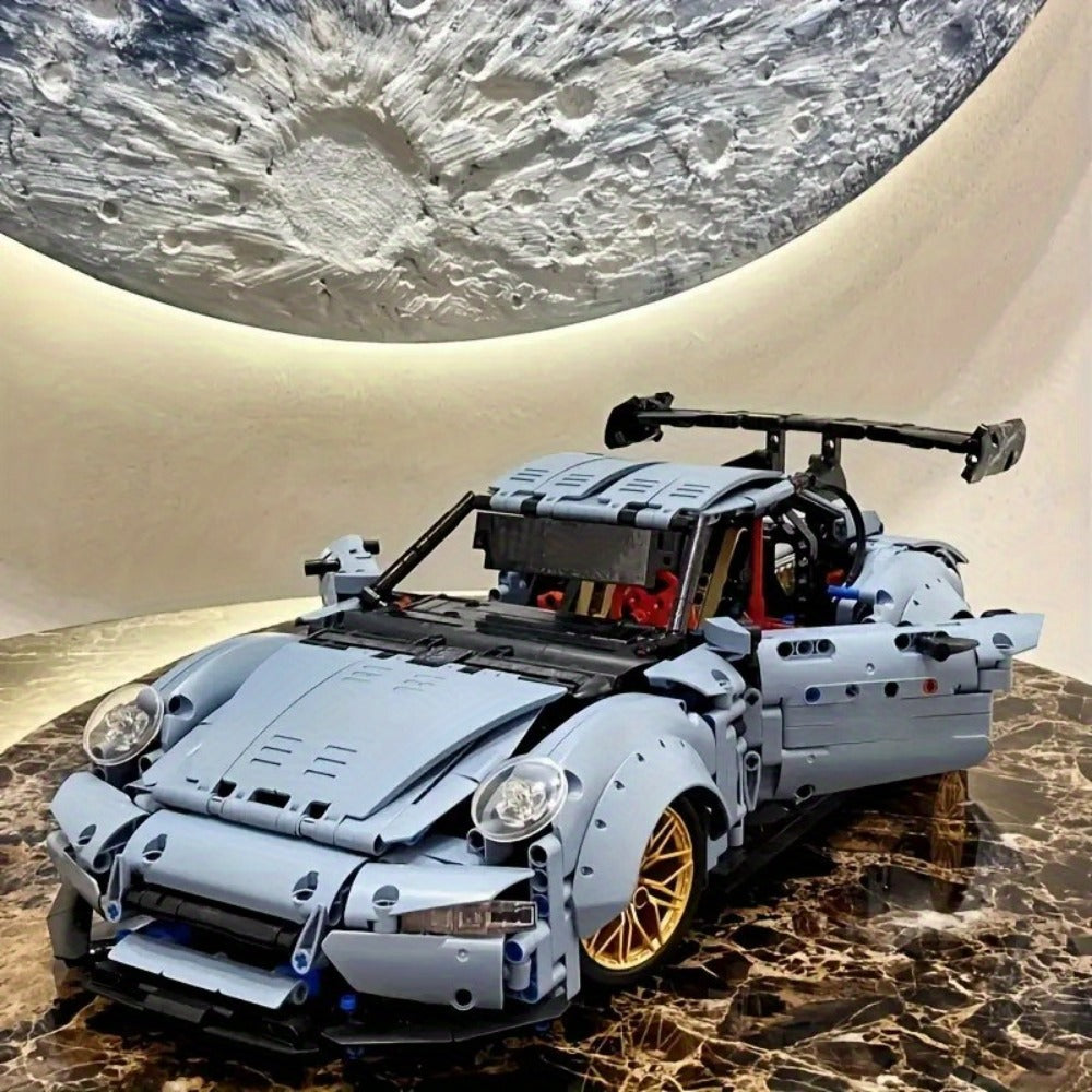 2100PCS Lowrider Sports Car Building Blocks Set for Adults – Misty Blue Model Kit Desktop Ornament & Room Decor, Cool Gift for Men