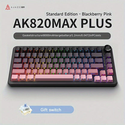 Hot Swap Gasket Mechanical Keyboard AJAZZ AK820 75%, Wireless 2.4GHz & Wired, Volume Knob, South-Facing RGB