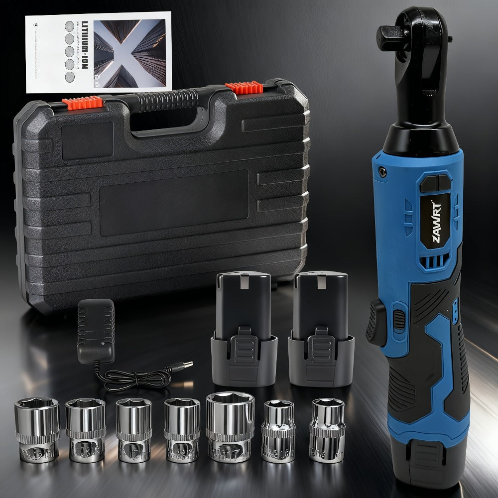 Cordless Electric Ratchet Wrench Set 12V - 45Nm High Torque 3/8" Rechargeable Ratchet Wrench with Battery