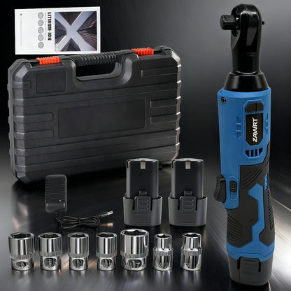 Cordless Electric Ratchet Wrench Set 12V - 45Nm High Torque 3/8" Rechargeable Ratchet Wrench with Battery