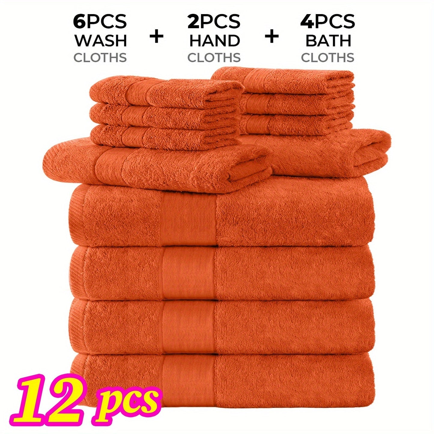 Towel Set 12 or 24 Piece Cotton Collection with Bath, Hand and Washcloth Formats in Seven Colors