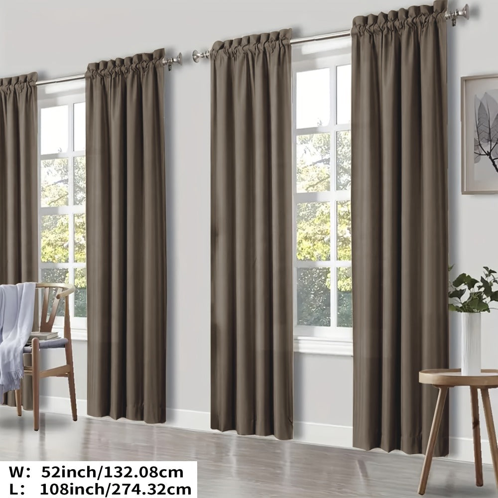 Blackout Curtains 4 Panels Thermal Insulated Room Darkening Drapes, Rod Pocket, Energy Saving, Solid Color for Bedroom & Living Room