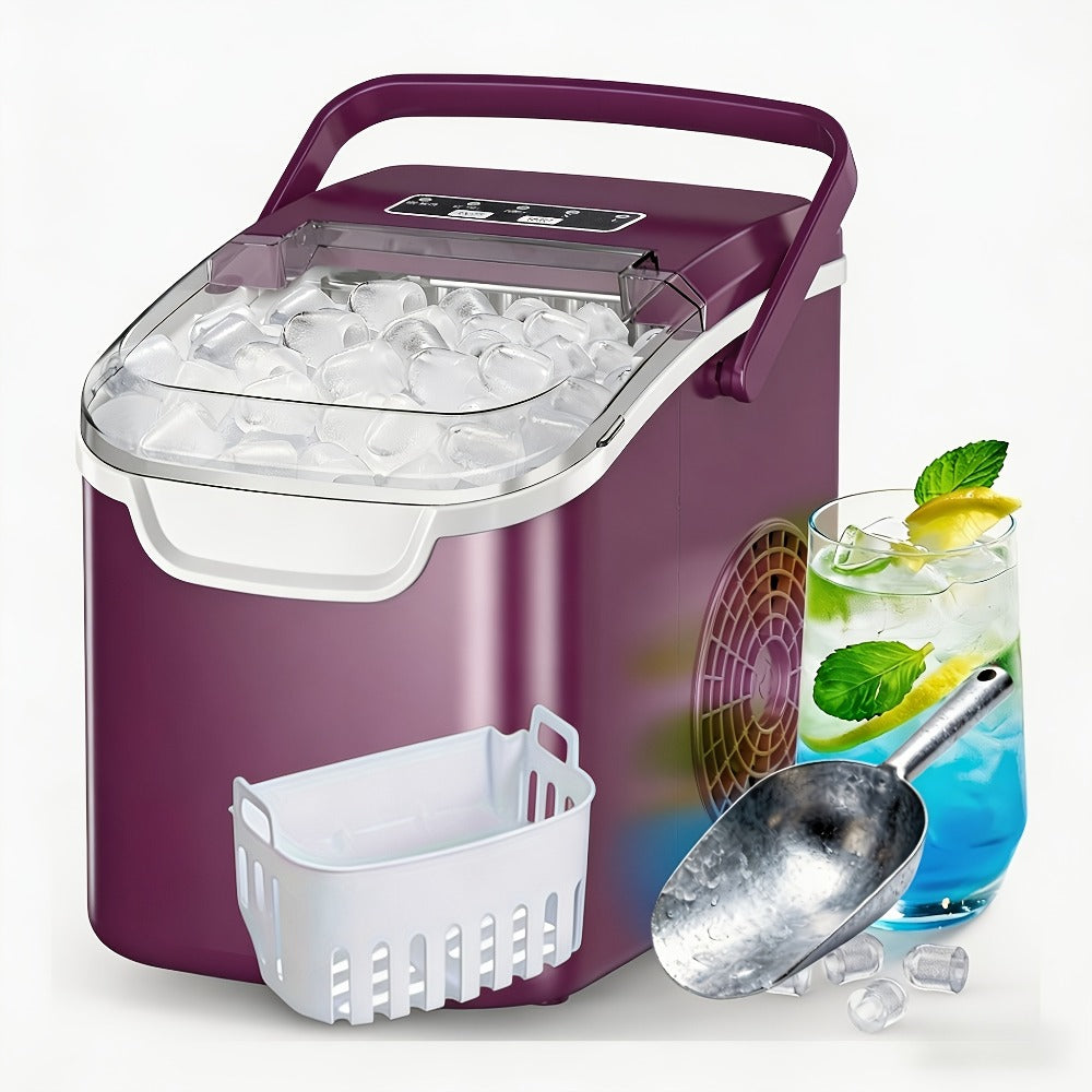 Portable Ice Maker Machine /Day - Countertop Ice Maker Makes 8 Ice Cubes in 6 Minutes, 2 Ice Sizes