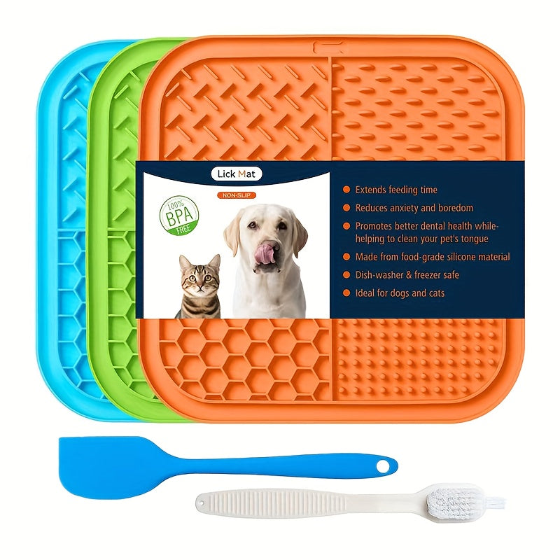 Lick Mat for Dogs & Cats 5-Pack with Suction Cups – Slow Feeder Licking Pad for Anxiety Relief & Boredom, Peanut Butter Treat Mat