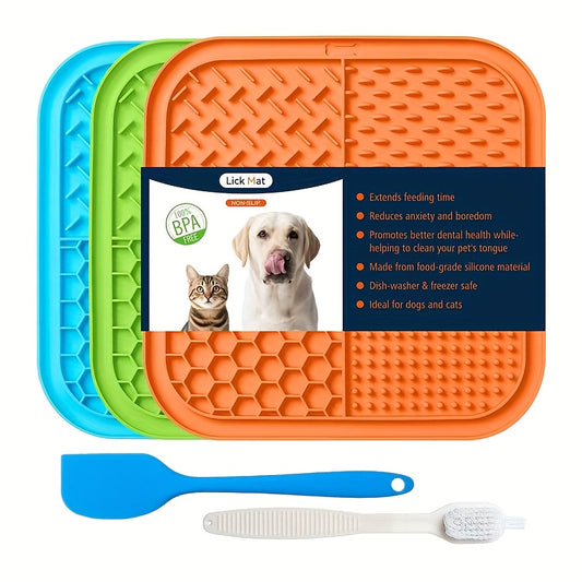 Lick Mat for Dogs & Cats 5-Pack with Suction Cups – Slow Feeder Licking Pad for Anxiety Relief & Boredom, Peanut Butter Treat Mat