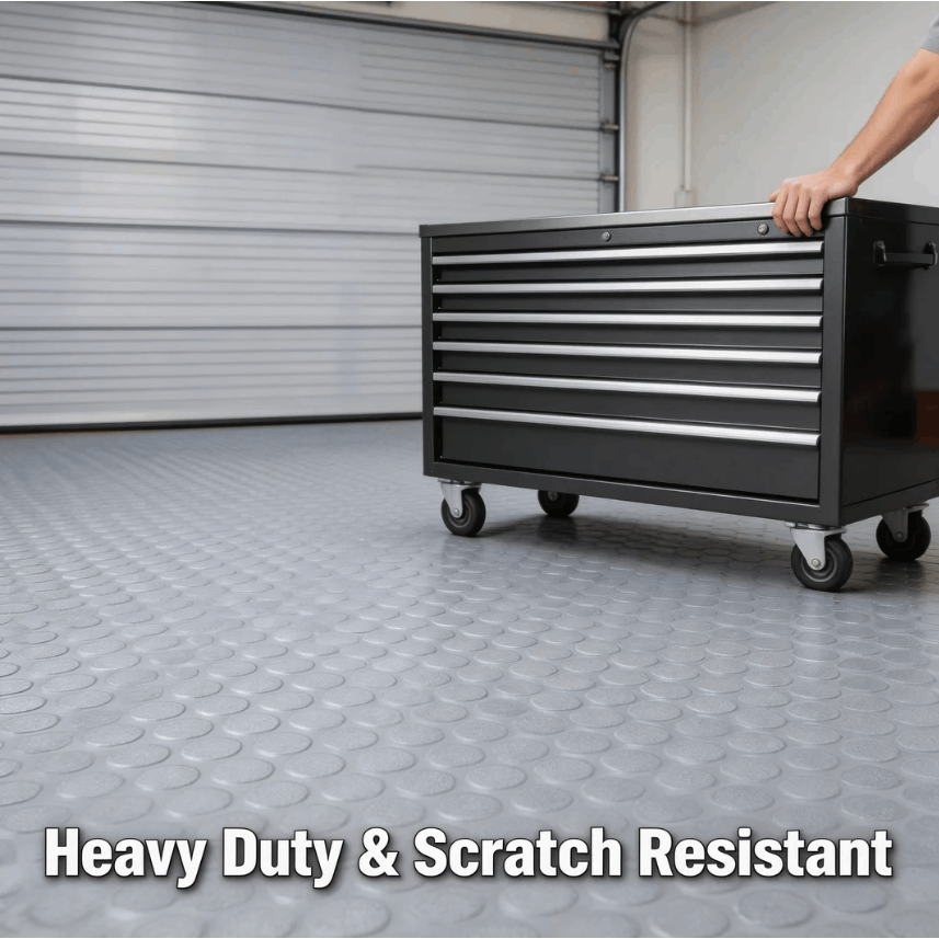 Garage Floor Mat Roll 7x16 FT Heavy Duty PVC Flooring for Parking, Waterproof Under-Car Protector for RV Trailer Workshop