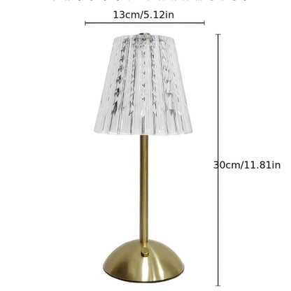 Crystal Atmosphere Lamp Portable, 3-Color Adjustable Touch LED Table Light with Retro Golden Design for Home