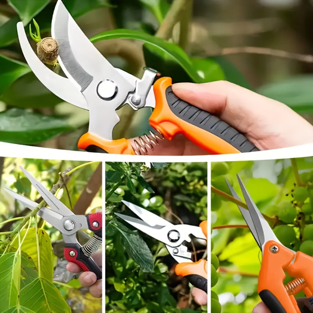 Gardening Pruning Tool Set 8 Piece Stainless Steel, Pruning Shears Scissors Pliers Handle with Wiping Cloth