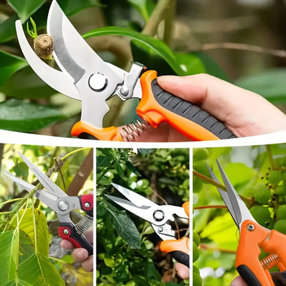 Gardening Pruning Tool Set 8 Piece Stainless Steel, Pruning Shears Scissors Pliers Handle with Wiping Cloth
