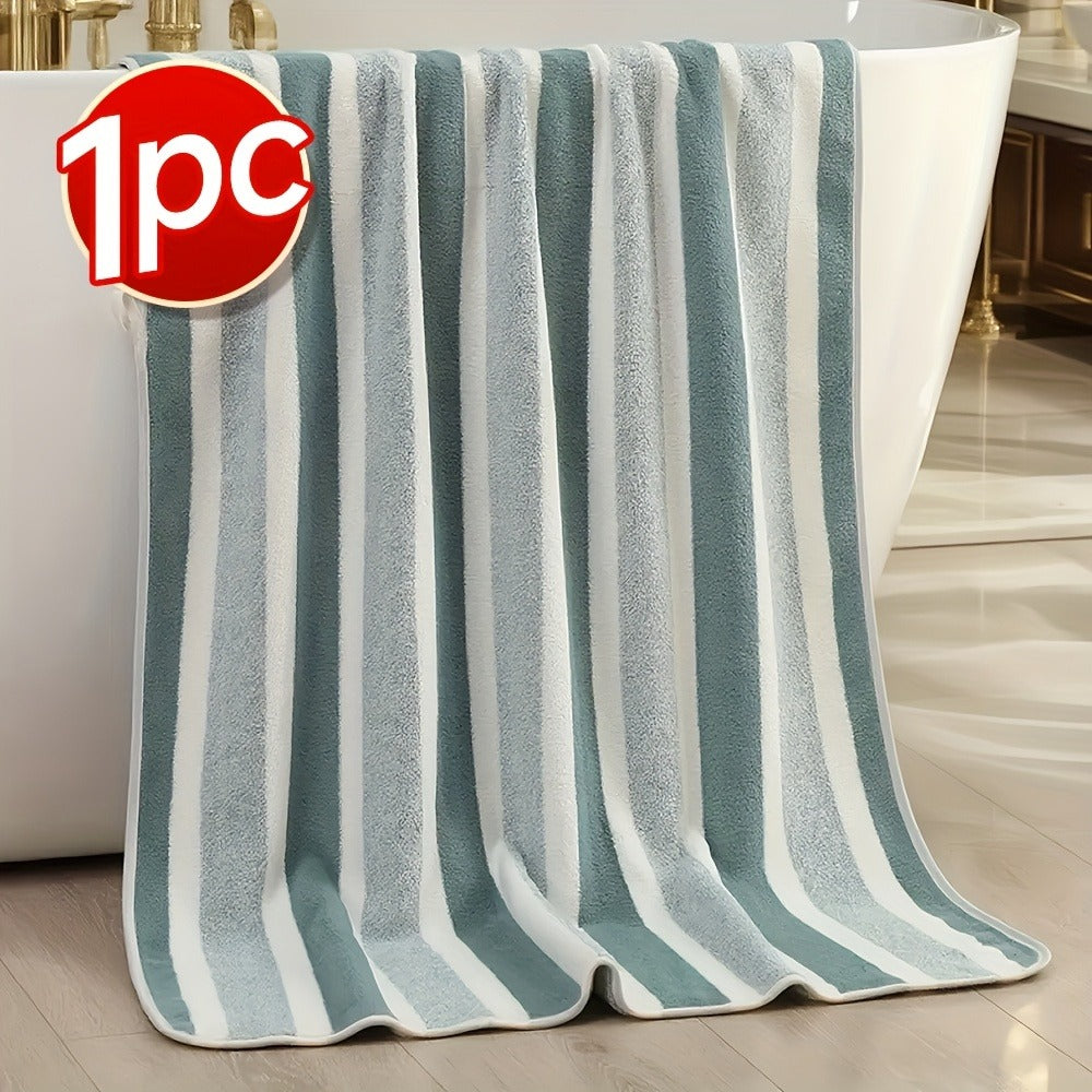 Bath Towels Set 1 or 4 Pack Microfiber Two-Color Striped Towels 27 x 55 Inch in Gray, Red and Green