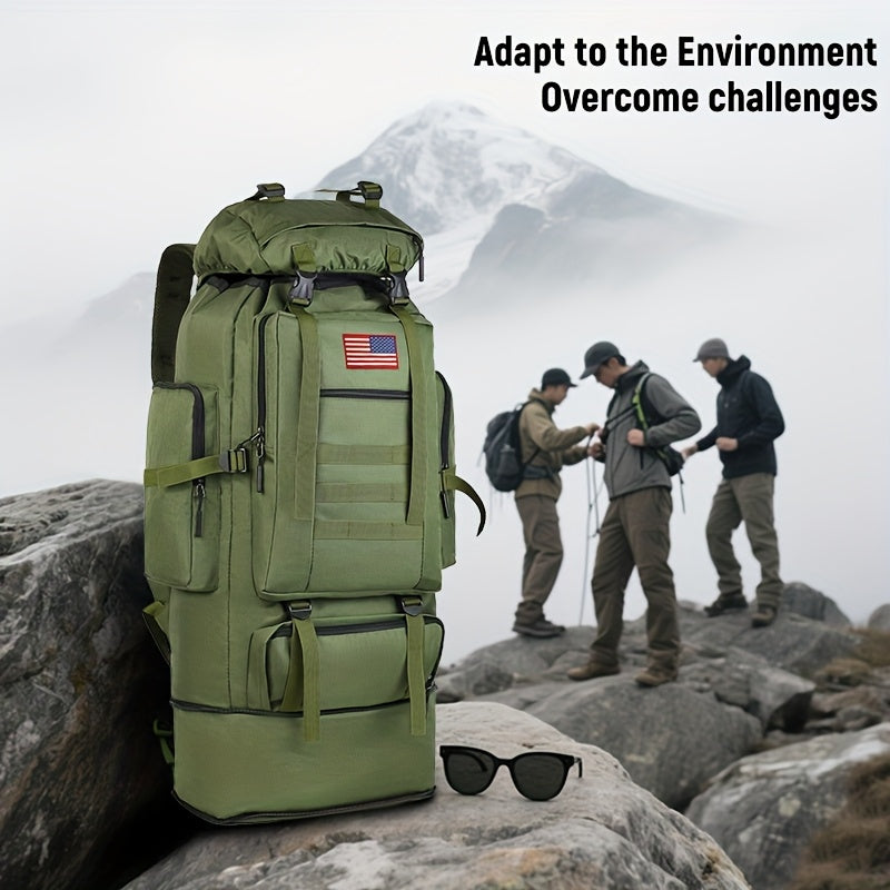 100L-Labeled Tall Tactical Rucksack with Roll-Top Compartment, Lower Pouch and Five Color Options