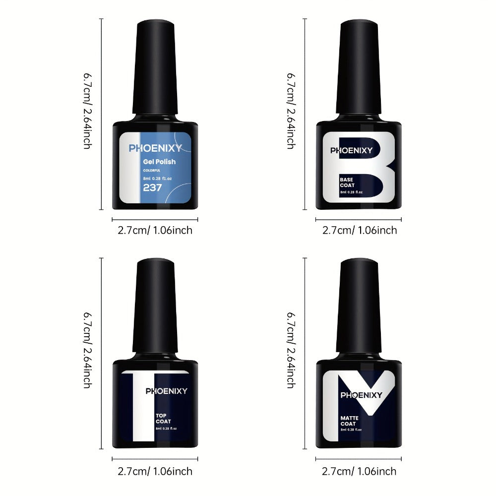 Gel Nail Polish 40-Piece Kit with 36 Colors, Base Coat, Glossy and Matte Top Coats, Glitter Shades and UV Cure