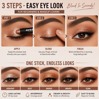Waterproof Eyeshadow Stick Set 8 Piece, Shimmer, Pearlescent & Matte Eye Shadow Pencils, Creamy Blendable Formula