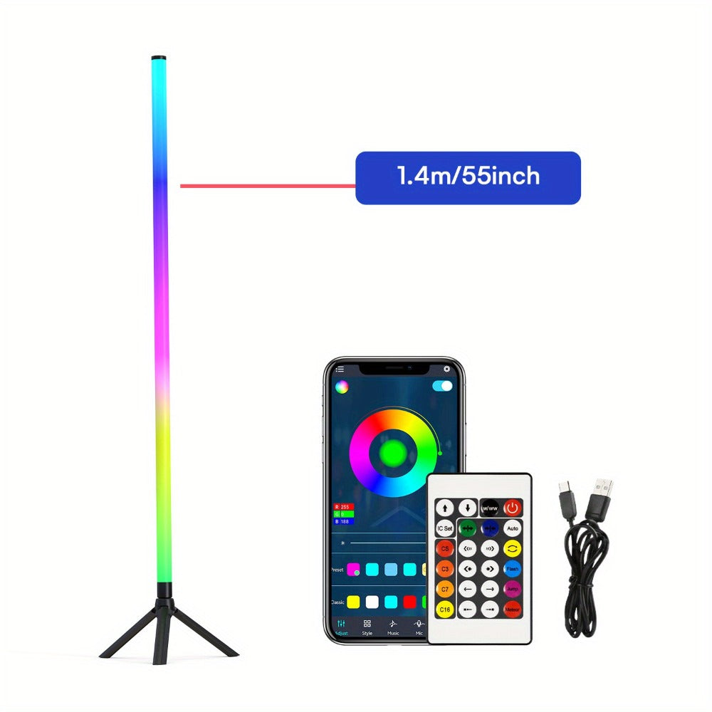 RGB Tube Light with Stand, Smart App & Remote Control, Music Sync Color Changing, Timing, USB Powered for DJ Lighting