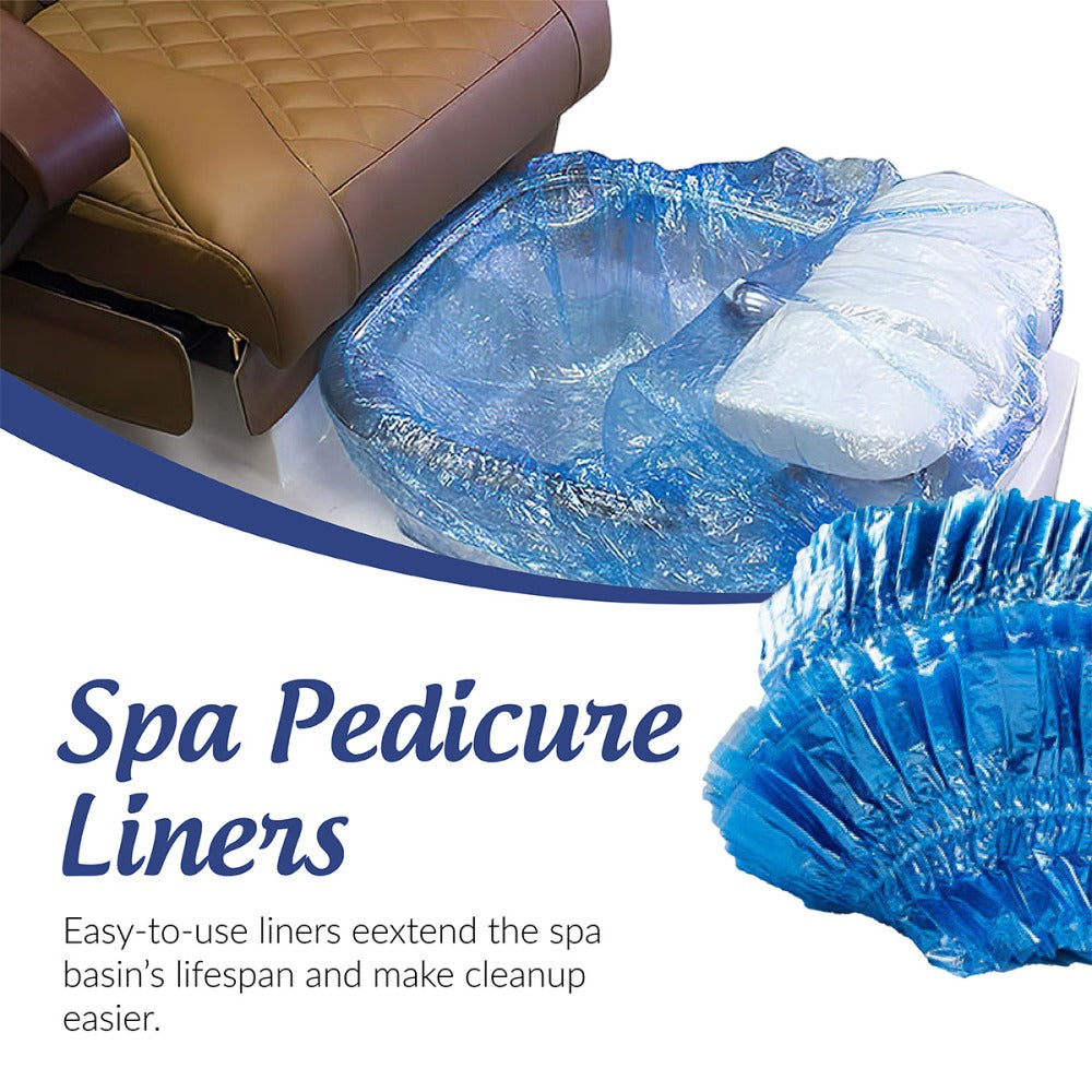 Disposable Pedicure Liners 400 Count XL 48"x48" Blue – Plastic Foot Spa Bowl Liners 9.5 Mic for Pedicure Chair Tub Nail Salon Spa