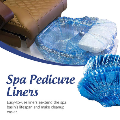 Disposable Pedicure Liners 400 Count XL 48"x48" Blue – Plastic Foot Spa Bowl Liners 9.5 Mic for Pedicure Chair Tub Nail Salon Spa
