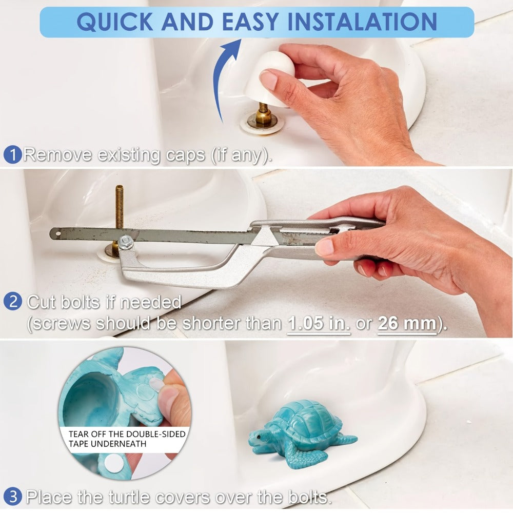 Toilet Bolt Caps Sea Turtle Decorative – 2pcs Resin Sea Turtle Toilet Screw Cover Caps, Easy Install Coastal Bathroom Decor
