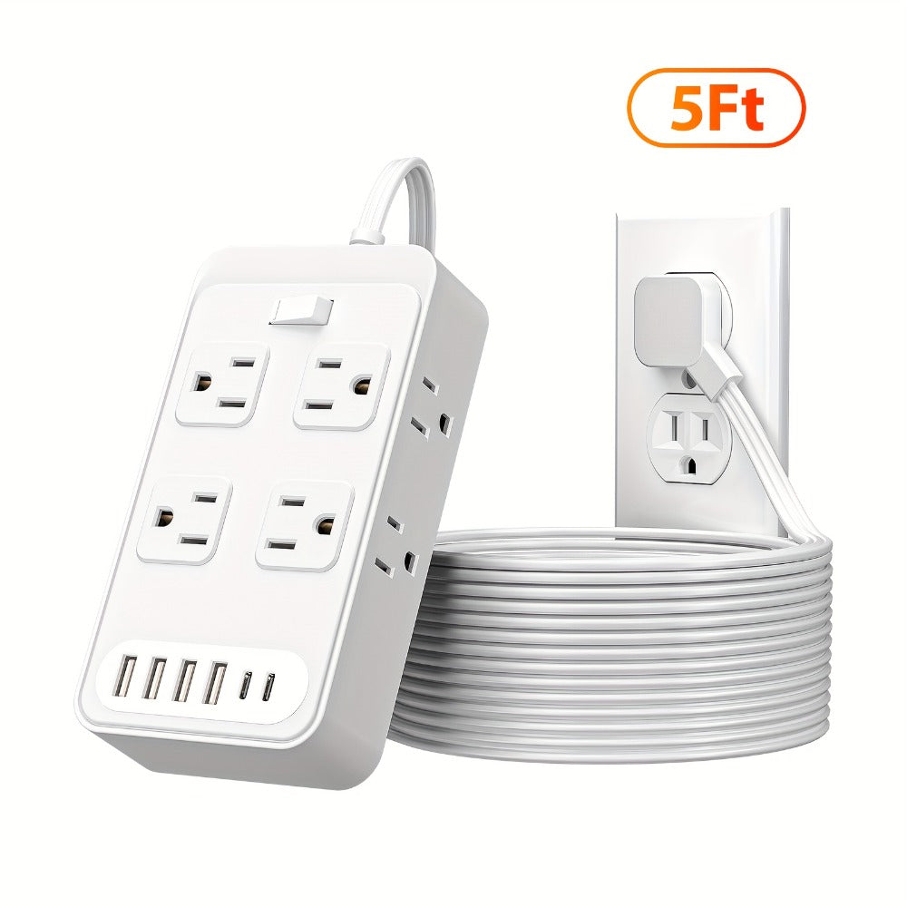 One-Touch Switch Desk Charging Station 14-in-1, 8 Widely Distributed AC Outlets & 6 USB Ports (4 USB-A + 2 USB-C)
