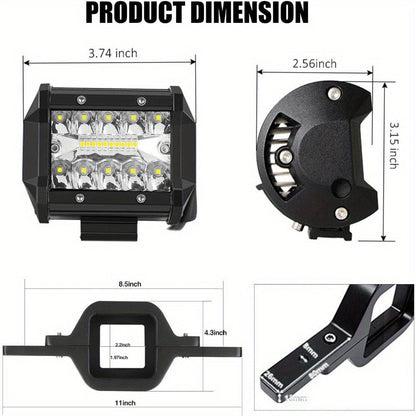 Hitch Mount LED Work Light 4-Inch 18W, 3000+ Lumen Off-Road Spot Light with 2-Inch Tow Hitch Bracket for Truck Trailer SUV Pickup
