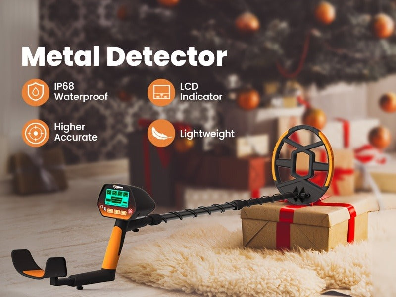 Metal Detector with LCD Display 8-Inch Coil 4 Modes Waterproof for Coins Relics Gold