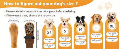 Non-Slip Dog Socks Double-Sided Grip Paw Protector with Adjustable Straps – Anti-Lick Dog Booties for Hardwood Floors