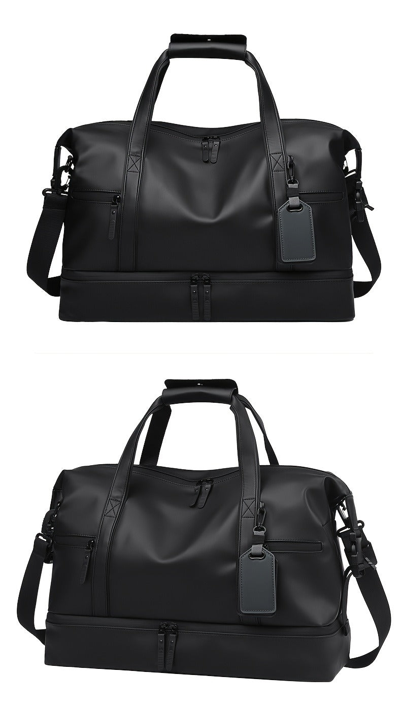 Gym Duffel Bag with Wet Pocket & Shoe Compartment – Foldable PU Leather Sports Travel Bag for Workouts, Weekend Trips & Everyday Use