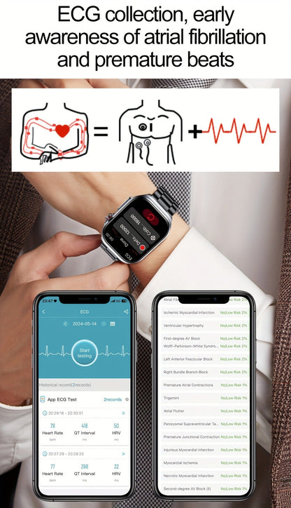 Smart Watch 2.04-Inch AMOLED Display with Bluetooth 5.3 Calling, 530mAh Battery and Six Strap Options