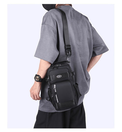 Multi-Pocket Crossbody Chest Pack with Adjustable Sling Strap, Zipper Compartments and Black or Grey Finish