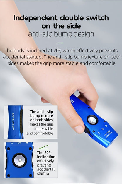 Flashlight 3-in-1 White, UV365 and Green Light Torch with Side Magnet in Black or Blue for Inspection