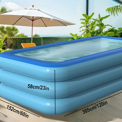 Inflatable Pool XL Extra Large Backyard Swimming Pool 3-Chamber Thick PVC Family Pool for Adults Kids Summer Outdoor Fun Multiple Sizes