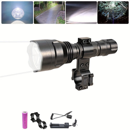 Flashlight Red, Green or White Hunting Light with Remote Switch, 18650 Battery and Mount Options