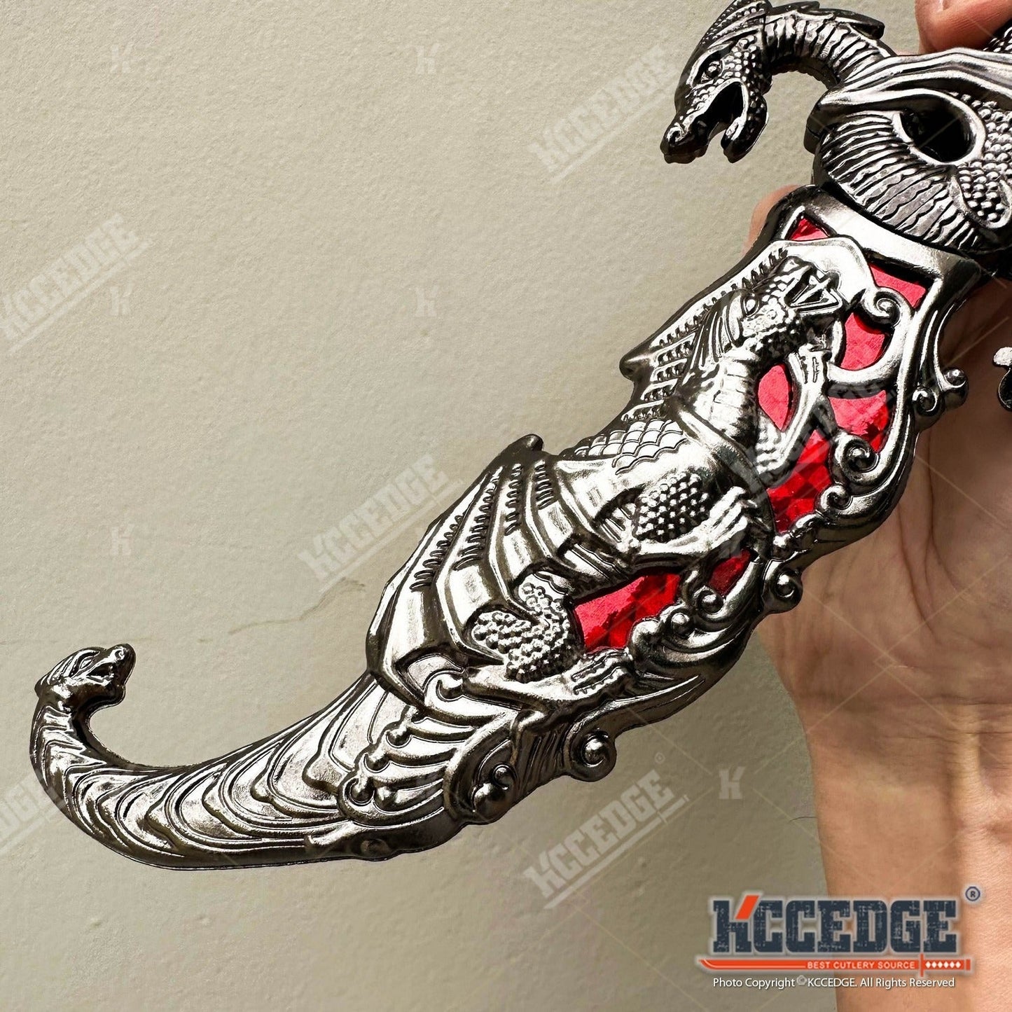 Medieval Fantasy Fixed Blade Knife with Scabbard – 9" Dragon Cosplay Collectible Dagger, 440 Stainless Steel