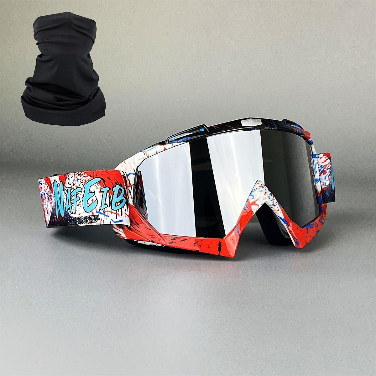 Ski Goggles Set with Black Headband – TPU Frame PC Lens Mirror Coating, Thick Foam Pad, Adjustable Strap, 28+ Color Styles