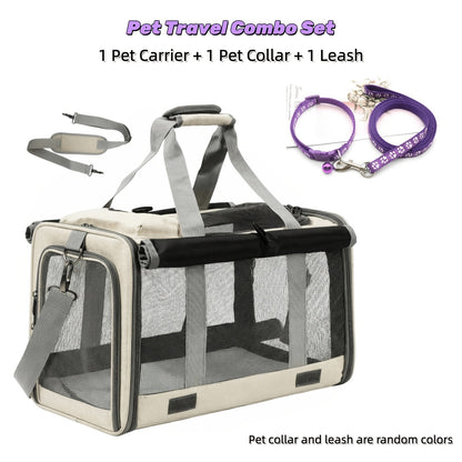 Airline Approved Pet Carrier Soft Sided Collapsible for Cats & Small Dogs – Breathable Oxford Cloth Travel Bag with Zipper Closure