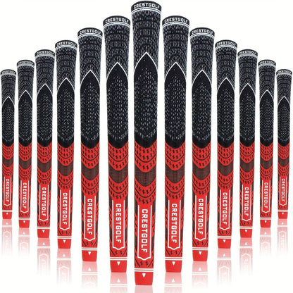 Midsize Golf Grips Set 13 Pack – All Weather Hybrid Rubber Golf Club Grips with Ecological Yarn Thread Technology, Multiple Colors