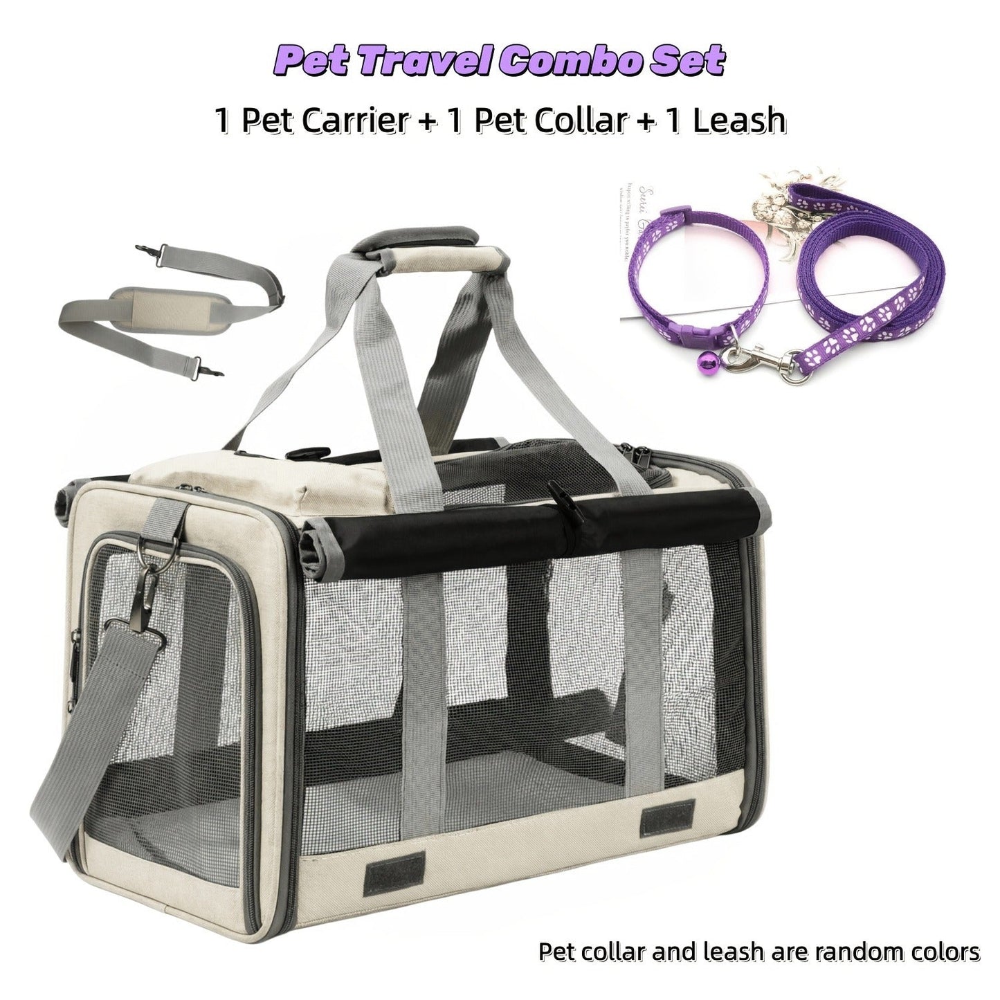Soft-Sided Mesh-Panel Pet Carrier with Privacy Cover and Nine Color or Accessory Bundle Options