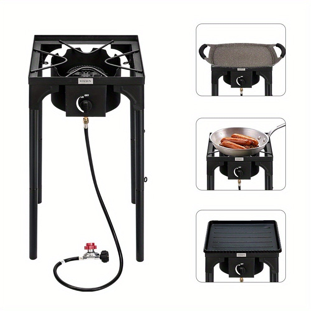 Outdoor Propane Burner Stove Cast Iron High Pressure Gas Cooker with Detachable Stand Legs